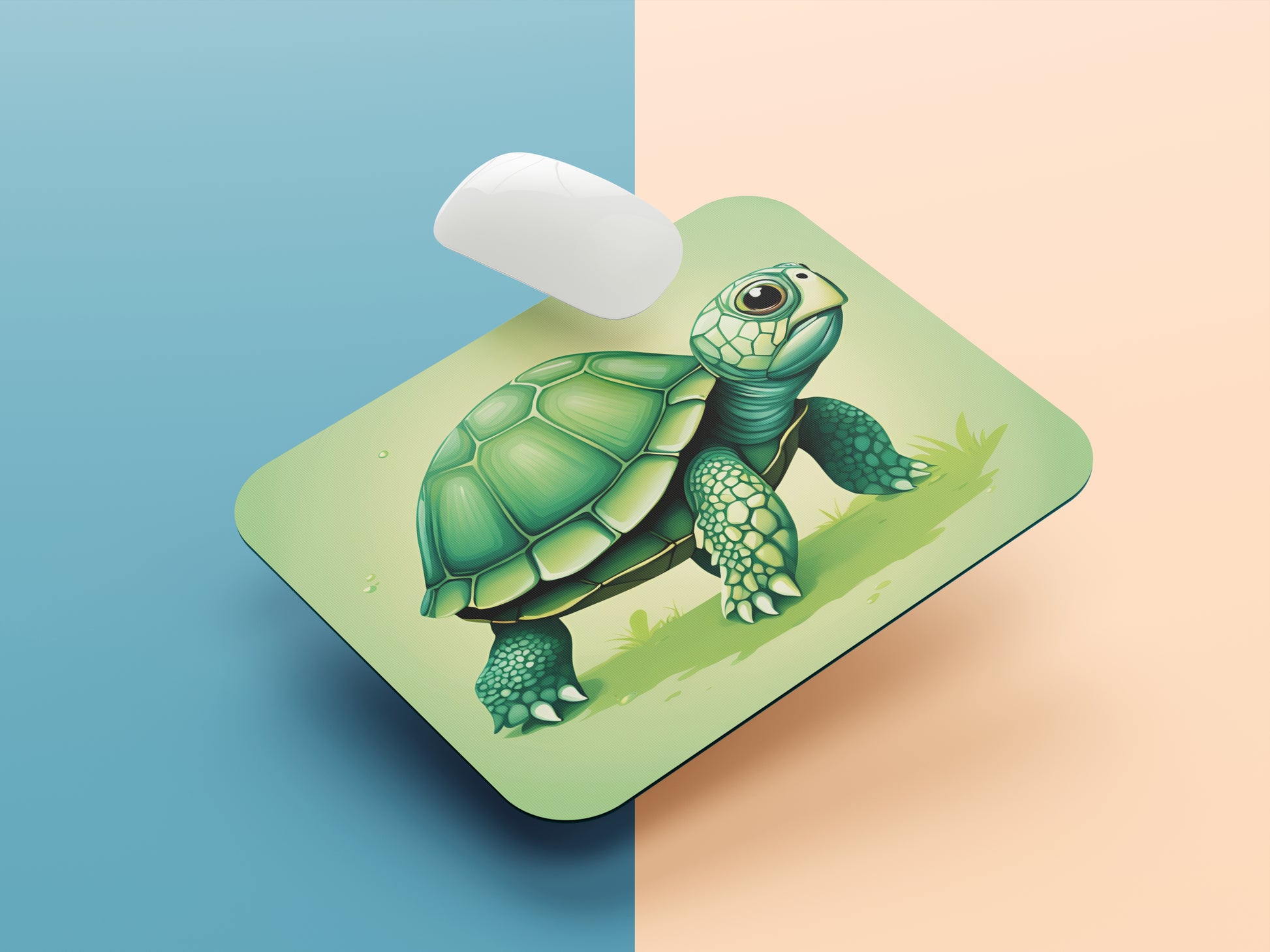 Turtle with big eyes and a simple shell design mousepad mockup style 1