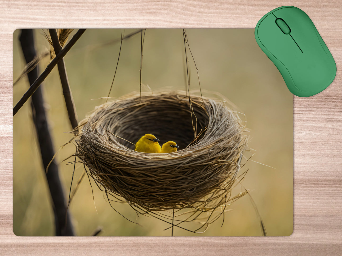 Weaver bird's nest with 2 baby birdsmousepad mockup style 5