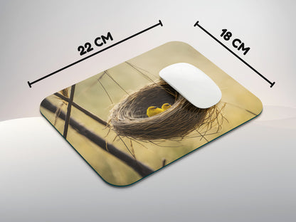 Weaver bird's nest with 2 baby birdsmousepad mockup style 3