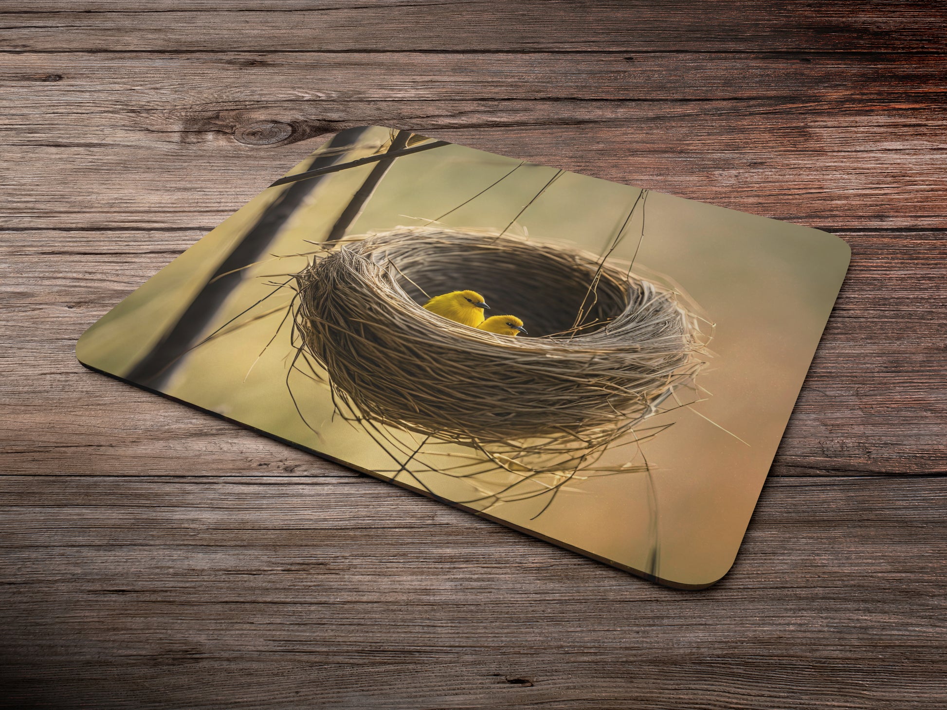 Weaver bird's nest with 2 baby birdsmousepad mockup style 6