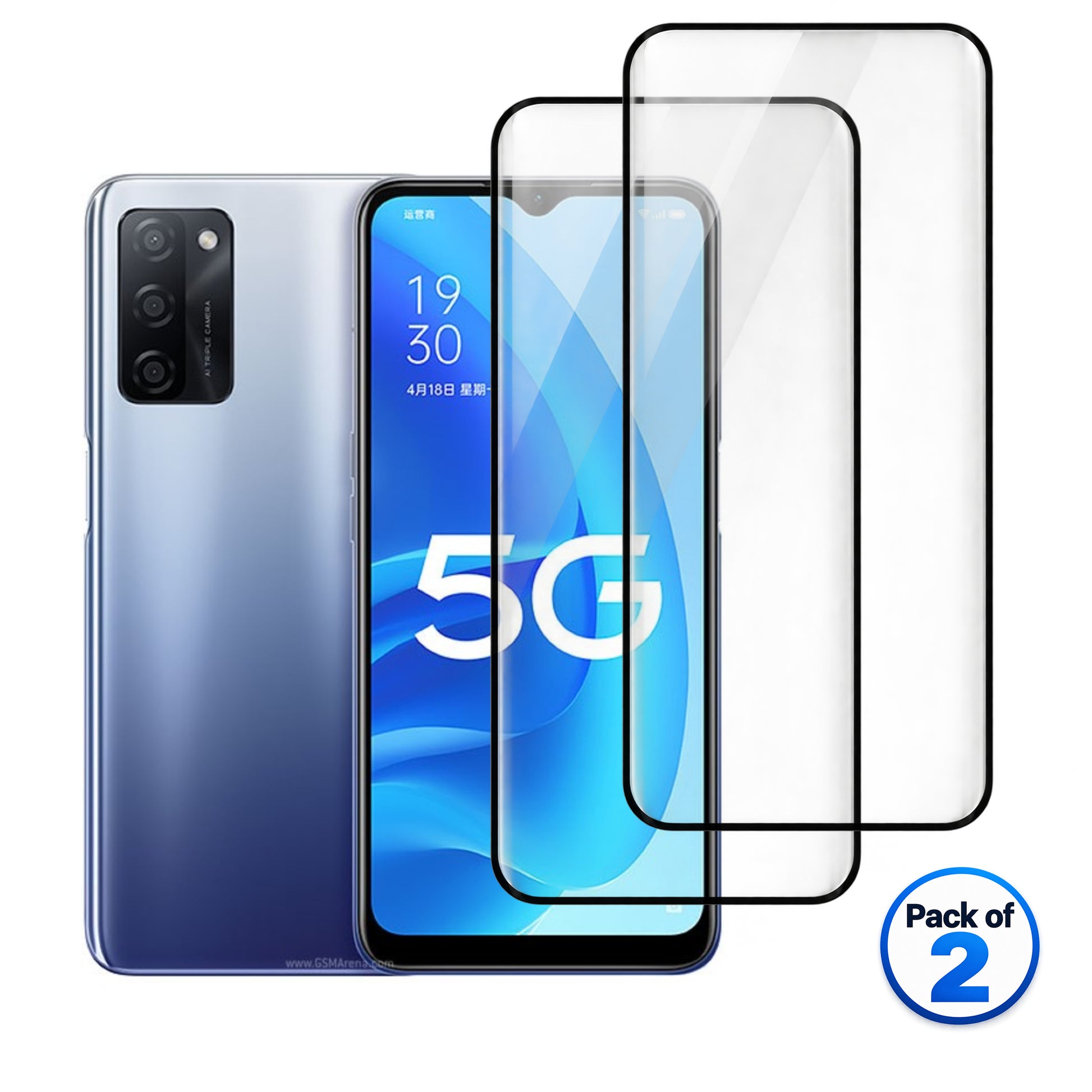 Oppo A55s tempered glass pack of 2
