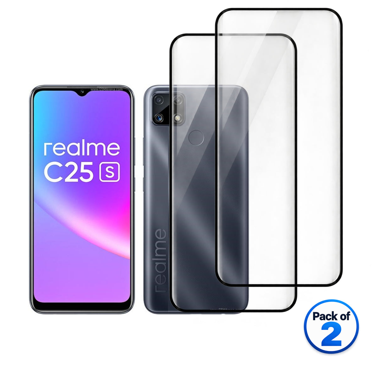 Realme C25s tempered glass pack of 2
