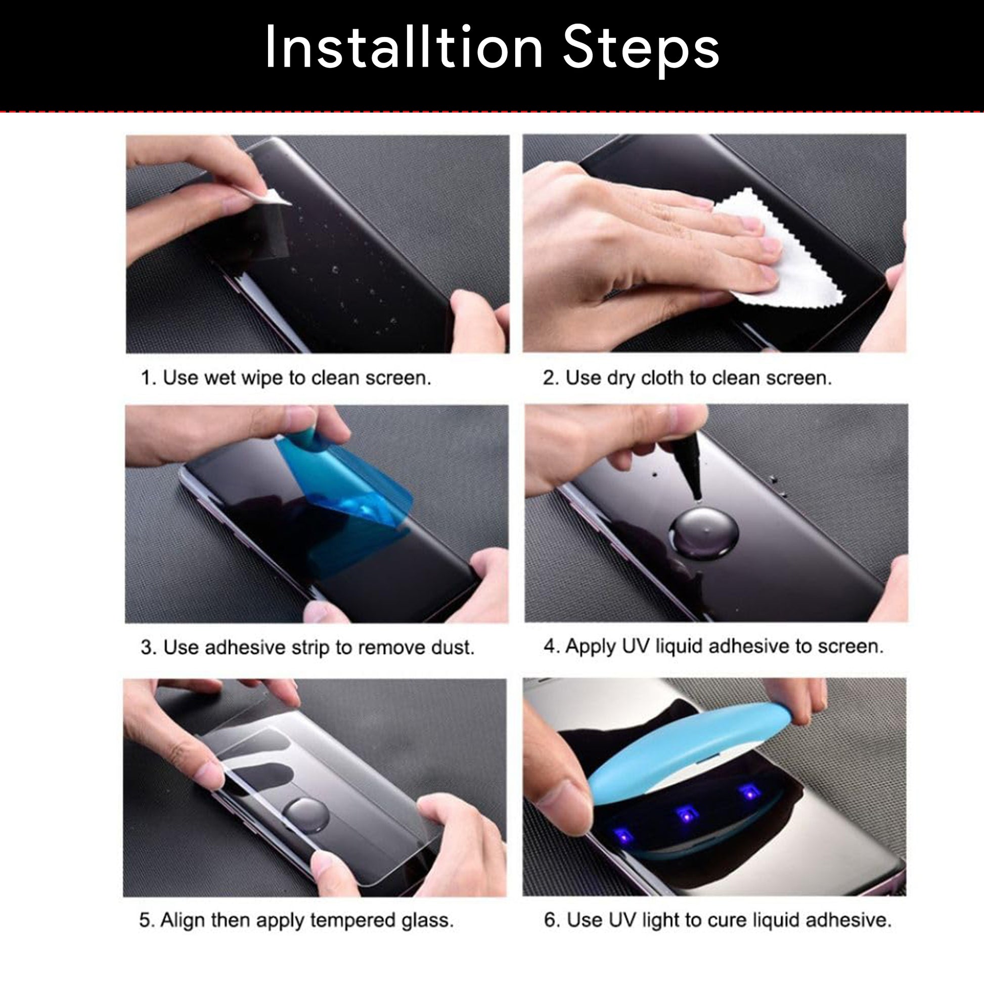 Xiaomi Redmi Note 14 Pro Plus 5G UV tempered glass installation steps
