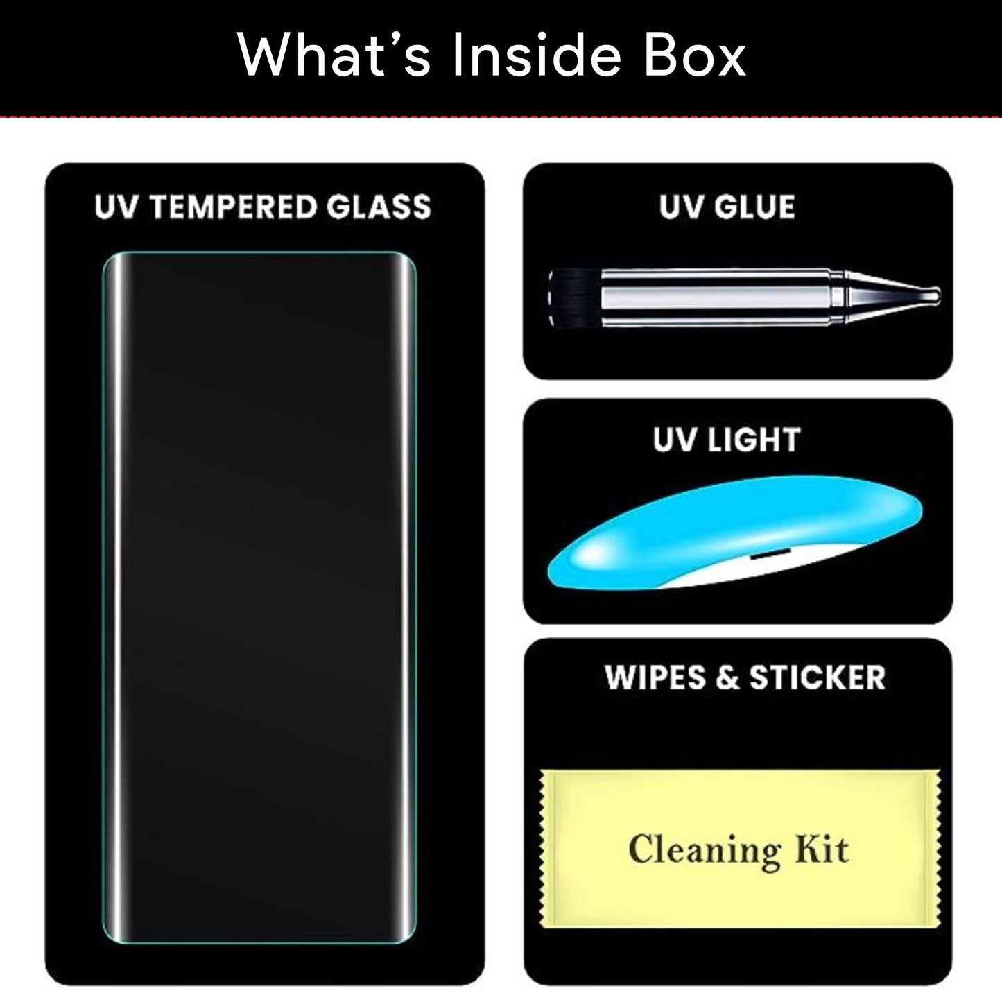 Xiaomi Redmi Note 14 Pro Plus 5G UV tempered glass box contents