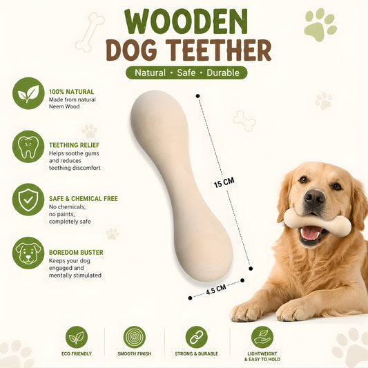 Wooden Dog Teether bone shape size guide