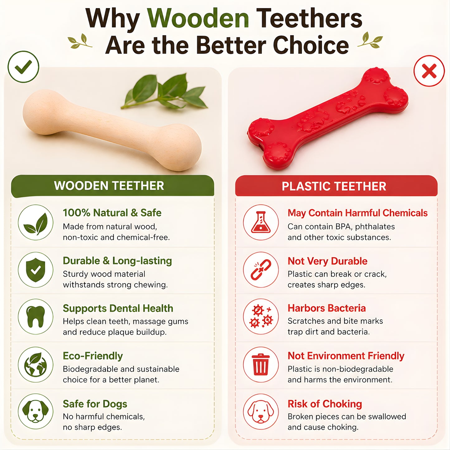 Wooden Dog teether why better than plastic teether