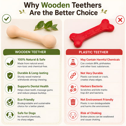 Wooden Dog teether why better than plastic teether