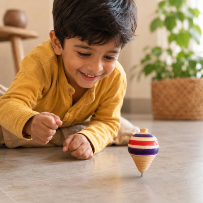 Wooden Spinning Top Handmade - Toy for Kids and Adults | Desi Lattu