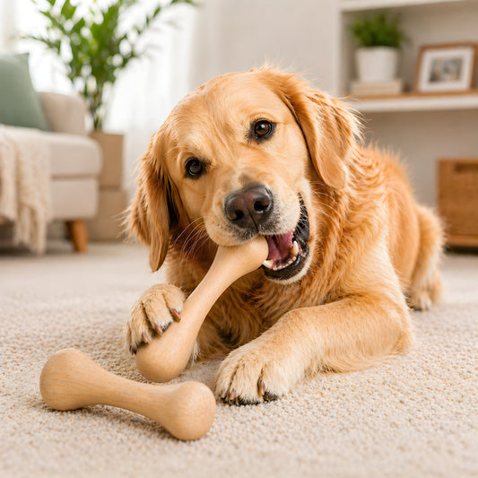Wooden dog teether bone shape