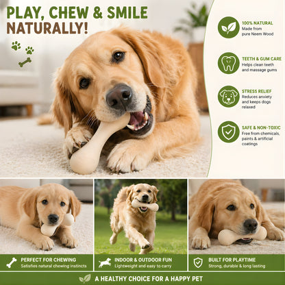 Wooden dog teether bone shape playing