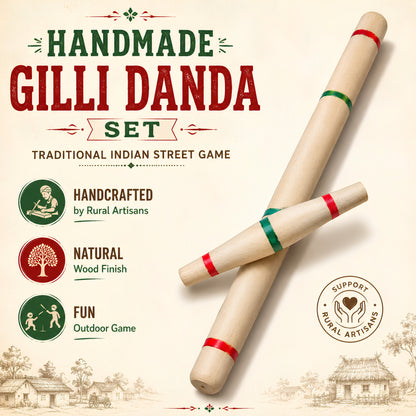 Gilli Danda Set | Handmade Wooden Traditional Indian Outdoor Game for Kids