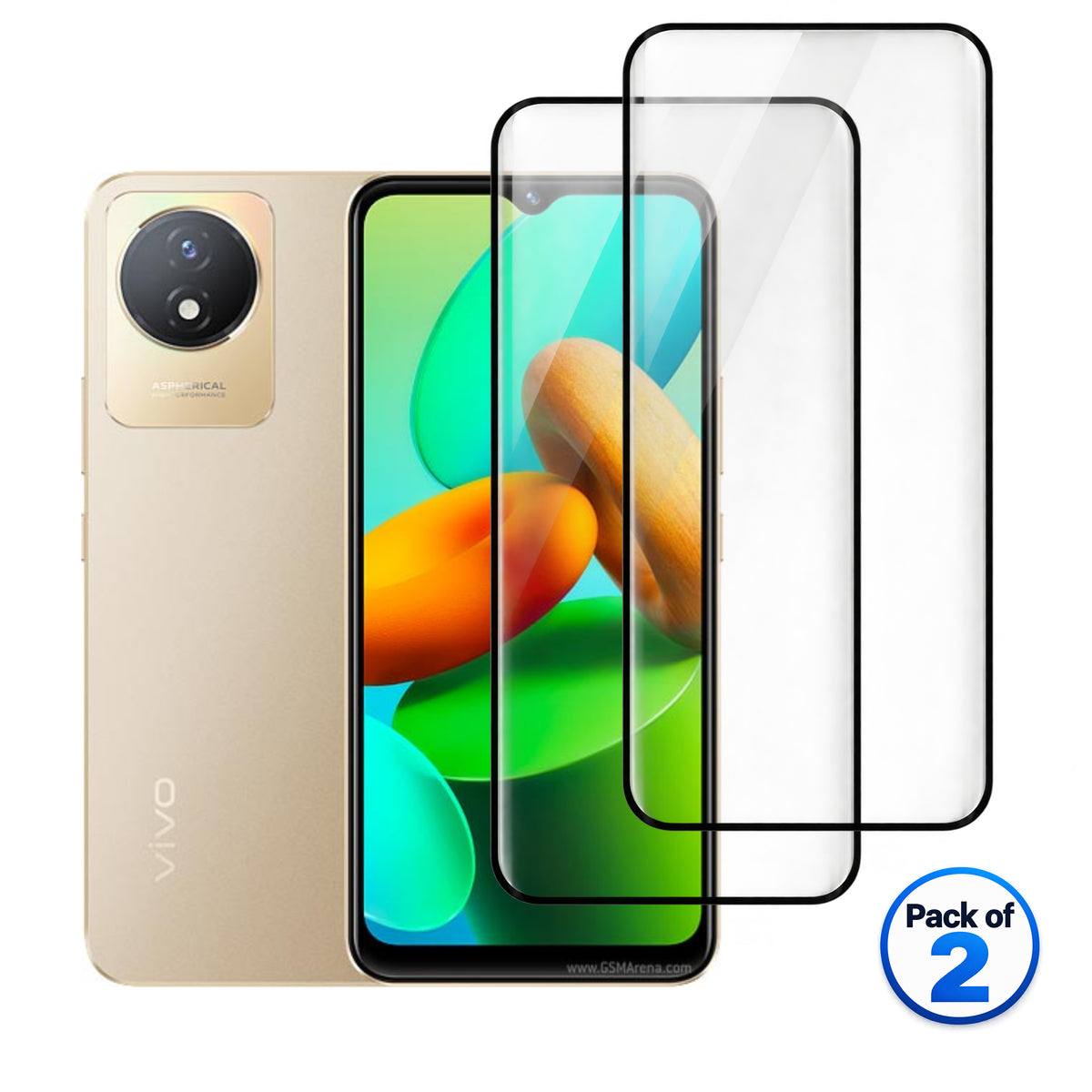 vivo Y02t tempered glass pack of 2