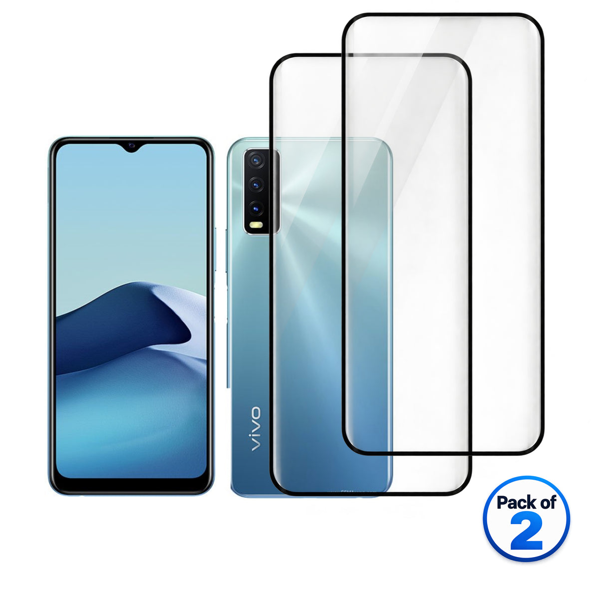 vivo Y20t tempered glass pack of 2