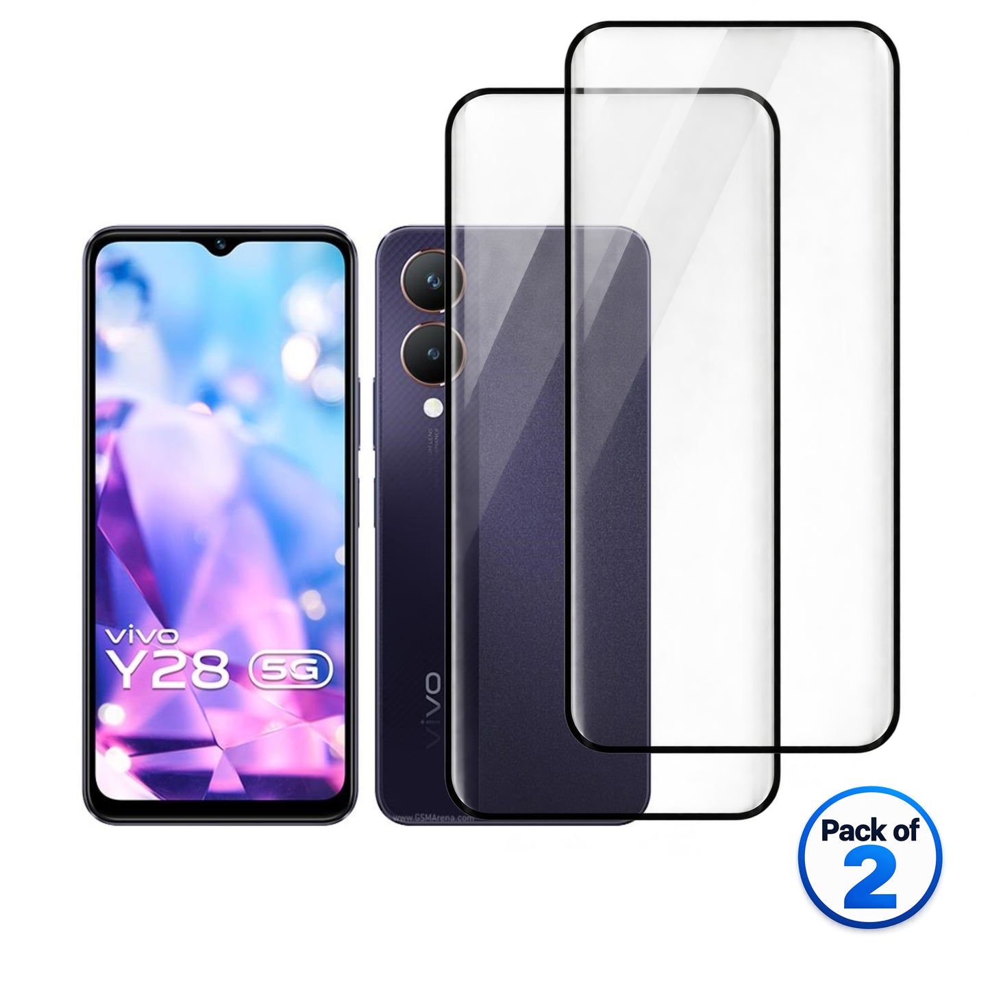 vivo Y28 tempered glass pack of 2