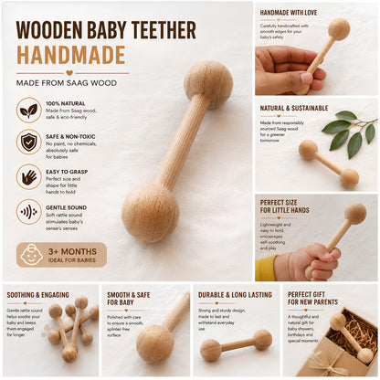 wooden baby teether handmade